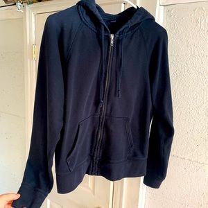 Black Cotton Zip-up Hoodie